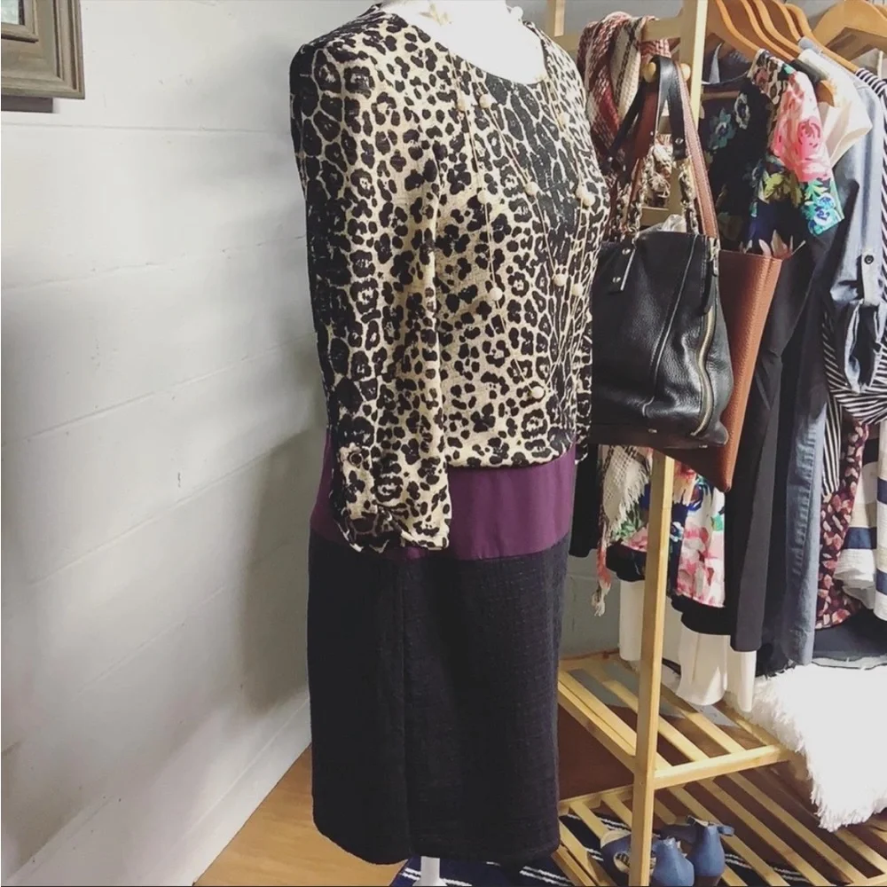 Luxology animal print color block dress